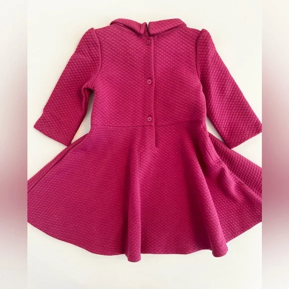 Janie and Jack Kids Fuchsia Quilted Dress with Bow Girl 2T - LIKE NEW Condition - Picture 5 of 6